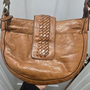 Vilenca Holland Brown Leather Purse Crossbody Bag Woven Braided Details